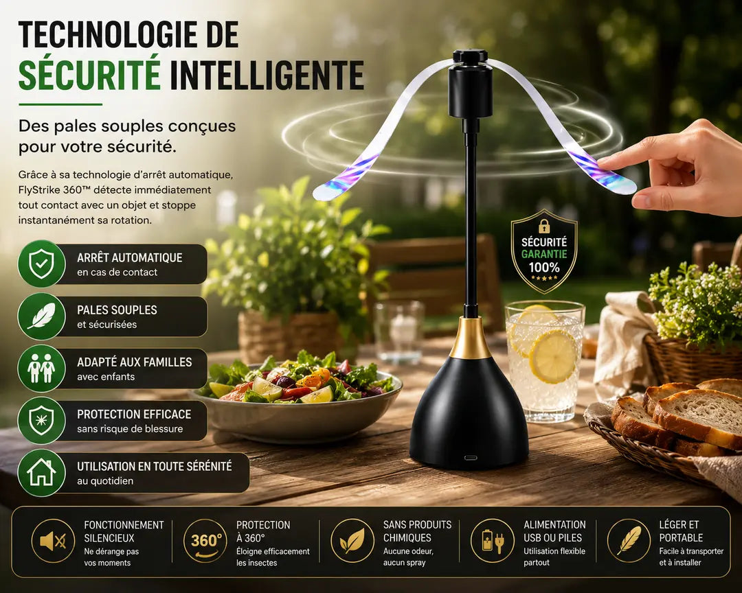 limités 🔥 FlyStrike 360™ – Protégez vos repas des mouches et moustiques !