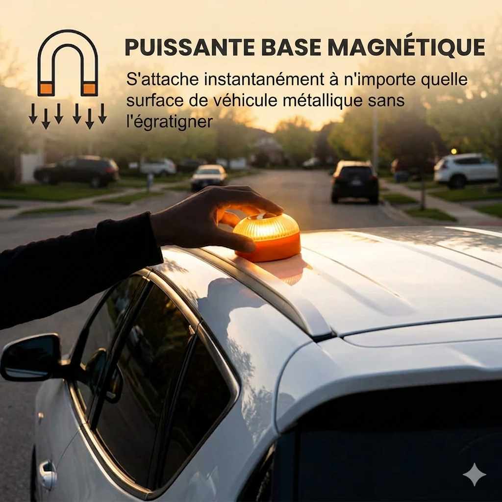 feu de détresse routier à LED avec base magnétique