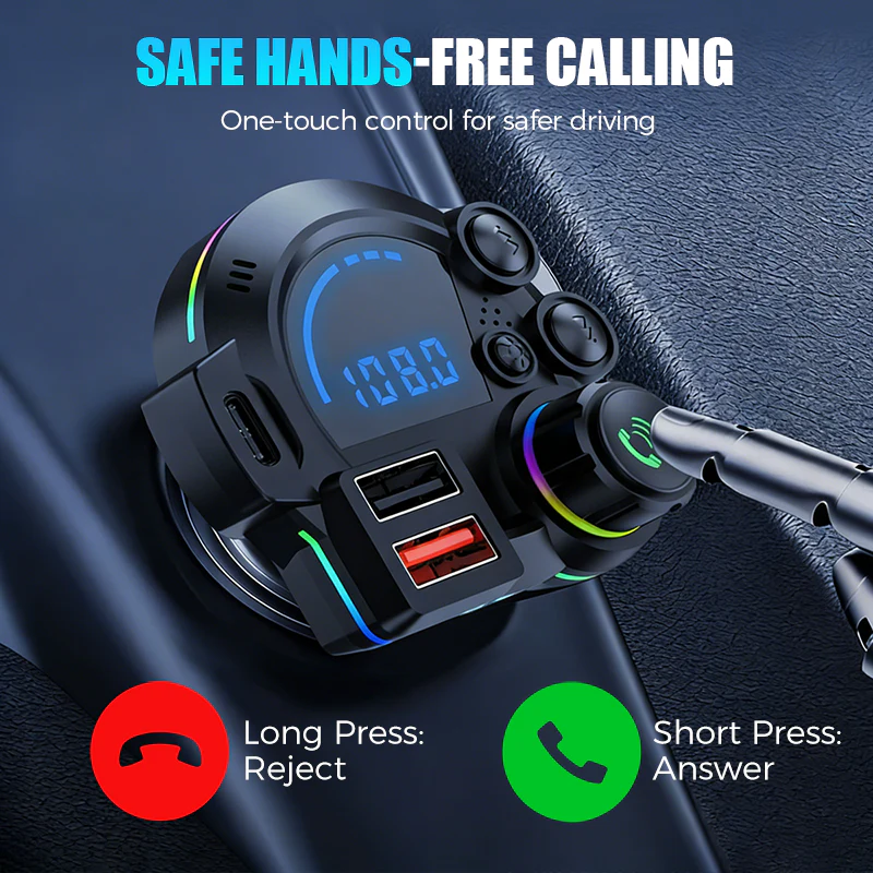 Transmetteur FM Bluetooth Double Port pour Voiture – Sans Fil, Charge Rapide & Son Haute Qualité 🔊