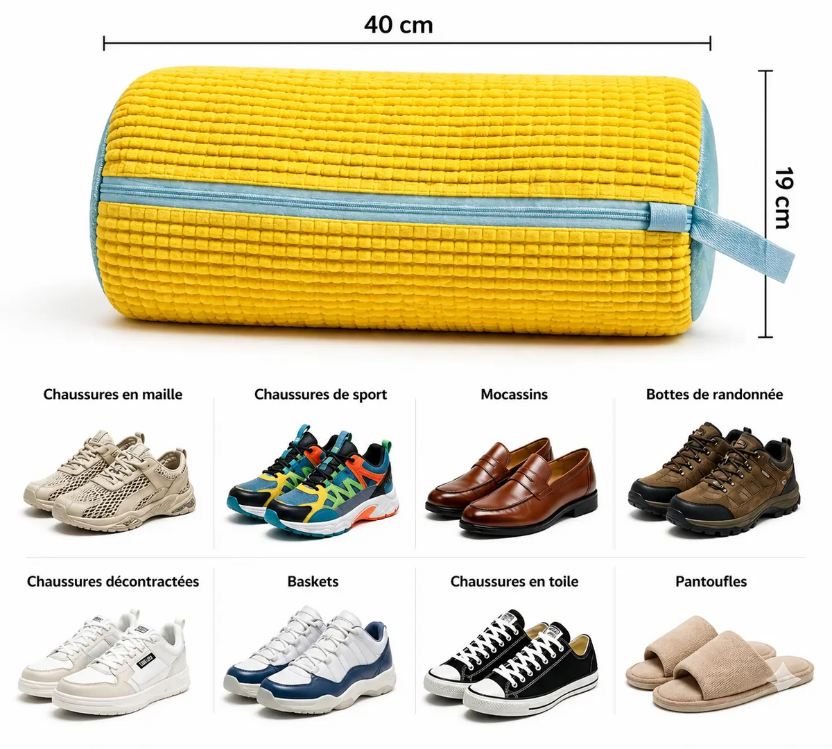 Sac de lavage chaussures en chenille